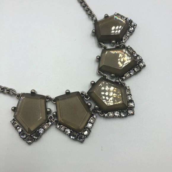 Vintage Loft by Ann Taylor Women's Statement Necklace Geometric Shape Rhinestone - Picture 6 of 10